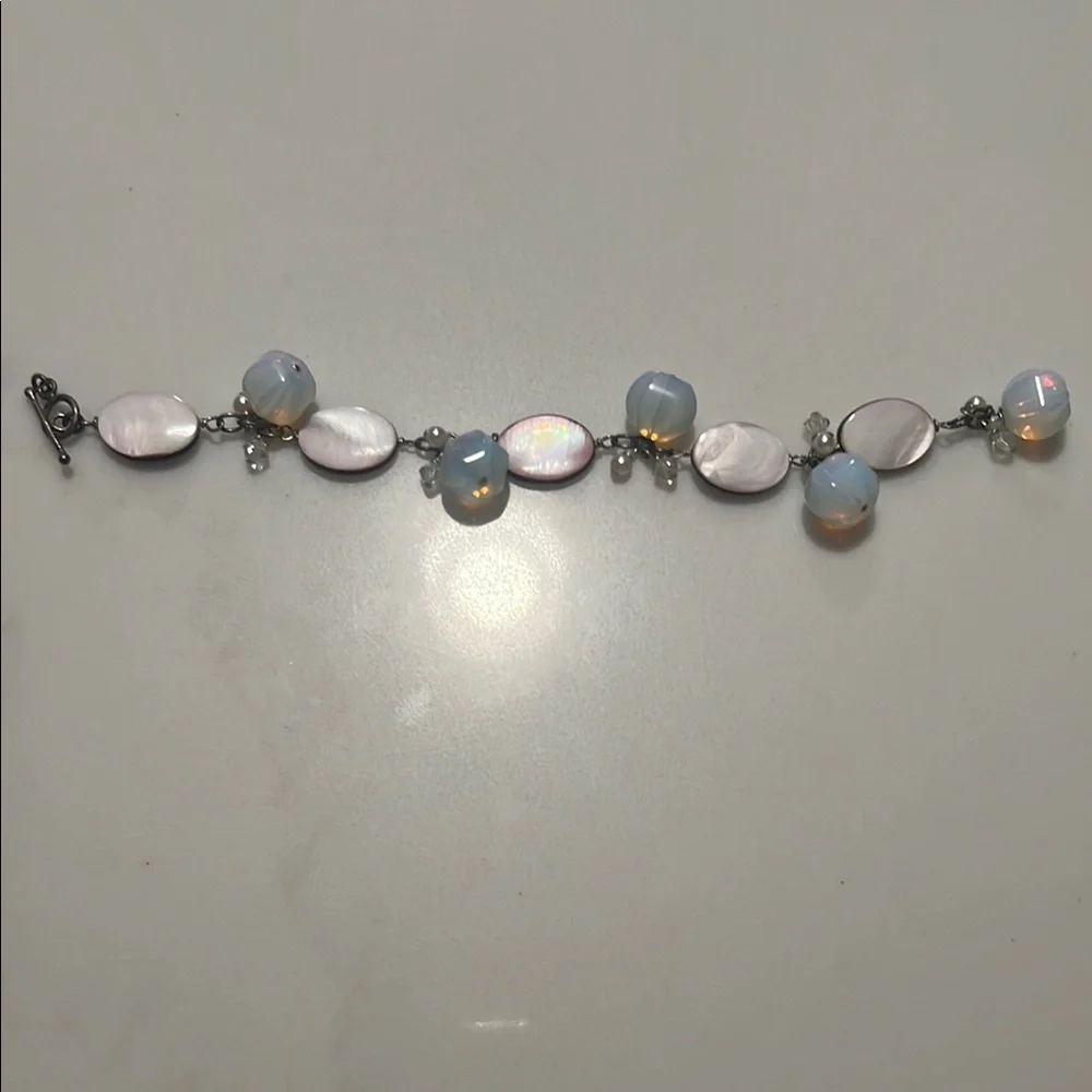 Elegant Silver and White Bracelet